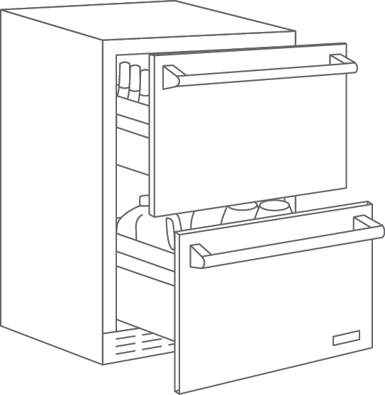 Under counter refrigerator illustration