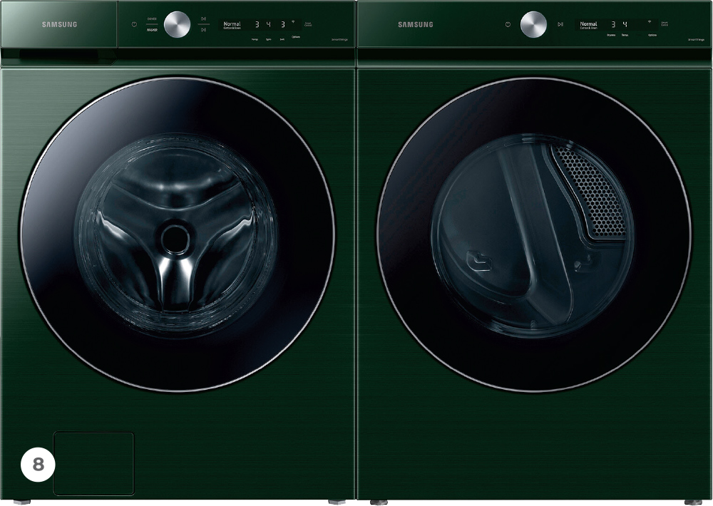 Samsung BESPOKE Side-by-Side Washer AND Dryer Set with Front Load Washer and Electric Dryer in Green